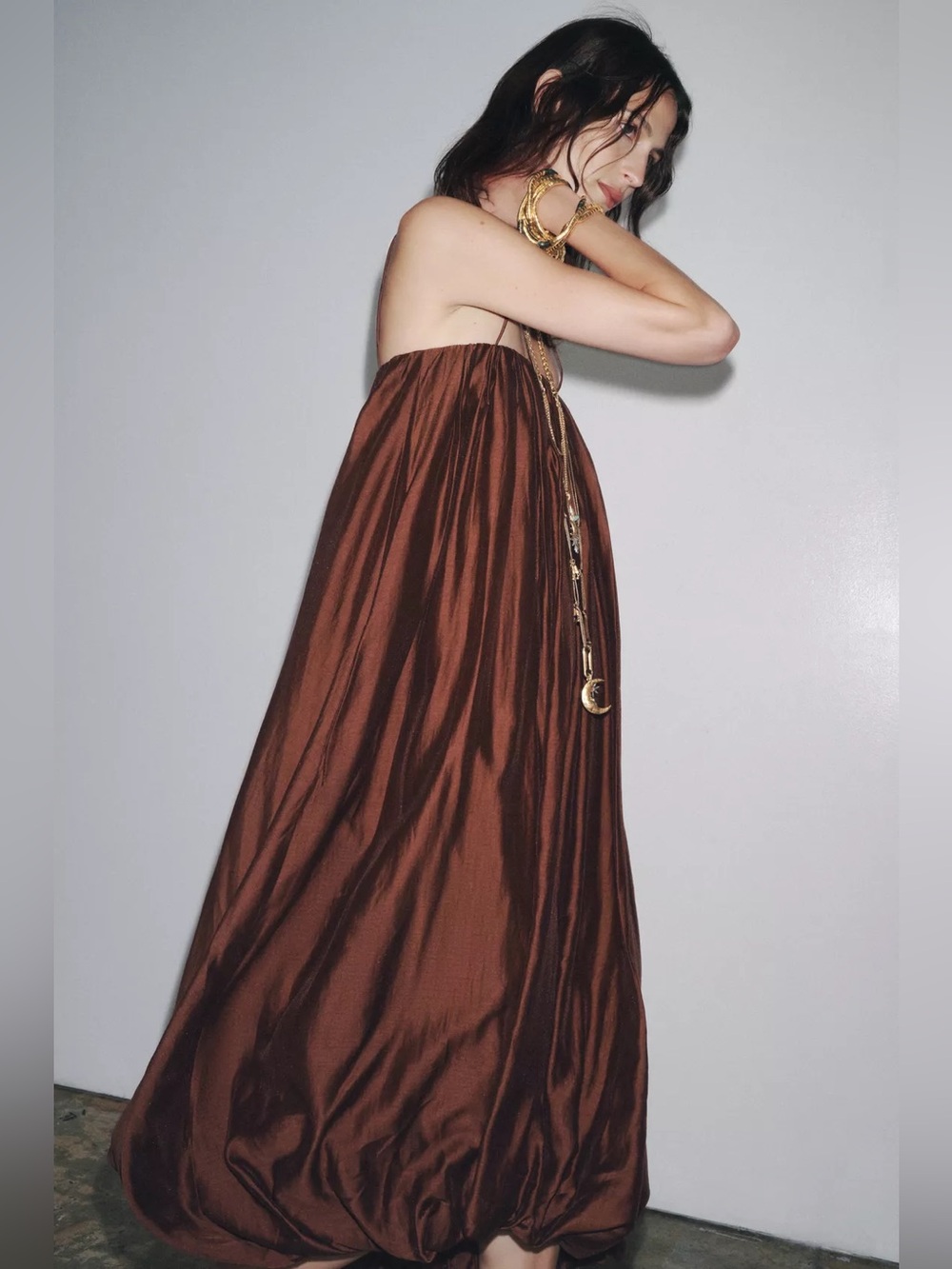 ZARA ZW Multi-Position Balloon Dress - Terracotta - Picture 3 of 16